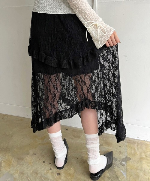 Jewelobe（ジュエローブ）の「イレヘムレースフリルスカート（スカート・レディース・ホワイト/ブラック/アイボリー・FREE）」の8枚目の写真