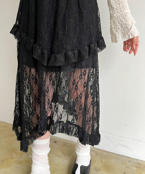 Jewelobe（ジュエローブ）の「イレヘムレースフリルスカート（スカート・レディース・ホワイト/ブラック/アイボリー・FREE）」の9枚目の写真