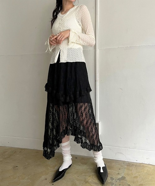 Jewelobe（ジュエローブ）の「イレヘムレースフリルスカート（スカート・レディース・ホワイト/ブラック/アイボリー・FREE）」の11枚目の写真