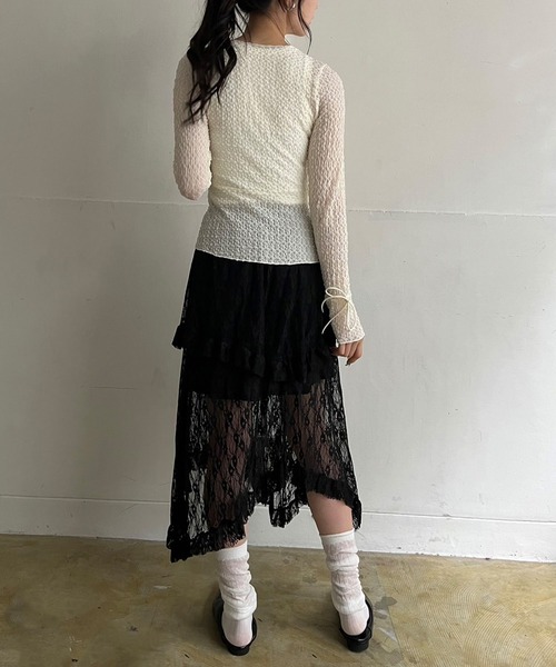 Jewelobe（ジュエローブ）の「イレヘムレースフリルスカート（スカート・レディース・ホワイト/ブラック/アイボリー・FREE）」の12枚目の写真