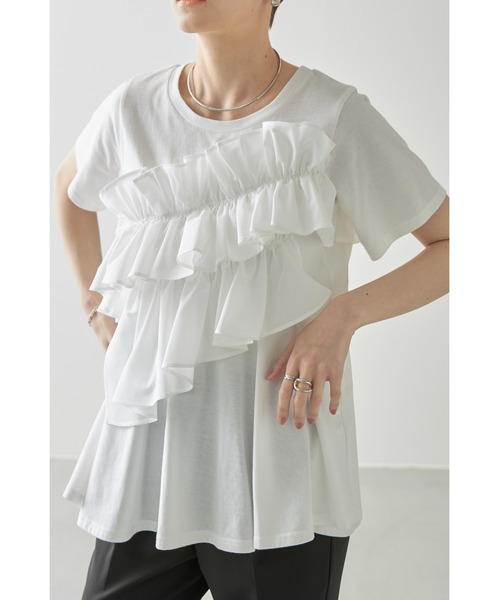 &. NOSTALGIA(アンドドットノスタルジア)の「フリルギャザーカットプルオーバー(Tシャツ/カットソー・レディース・ブラック/オフホワイト・M)」の20枚目の写真