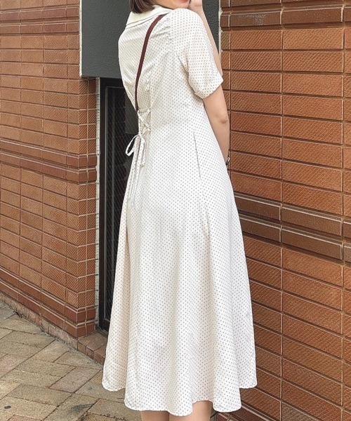 F i.n.t(フィント)の「バックレースアップクレリックドットワンピース/fint(ワンピース・レディース・ライトベージュ/ライトブルー/ライトグリーン・FREE)」の1枚目の写真