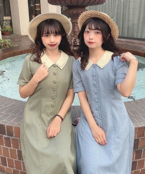 F i.n.t(フィント)の「バックレースアップクレリックドットワンピース/fint(ワンピース・レディース・ライトベージュ/ライトブルー/ライトグリーン・FREE)」の18枚目の写真