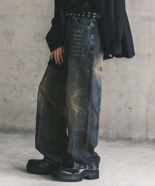 Shoowtime（ショウタイム）の「ヴィンテージメイクレトロワイドデニムパンツ（デニムパンツ・メンズ・ブラック/ブラウン系/ブルー・MEDIUM/LARGE/X-LARGE）」の21枚目の写真