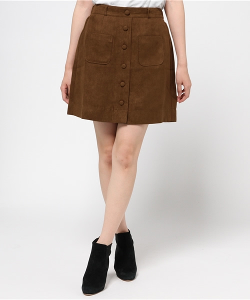 natural couture（ナチュラルクチュール）の「【natural couture NICE CLAUP】フェイクスエードスカート（スカート・レディース・キャメル/ブラウン/カーキ・FREE）」の2枚目の写真