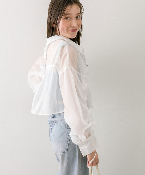 OLIVE des OLIVE（オリーブデオリーブ）の「袖ドロストクロップドシャツ（シャツ/ブラウス・レディース・ラベンダー/サックスブルー/グレー/オフホワイト・FREE）」の21枚目の写真