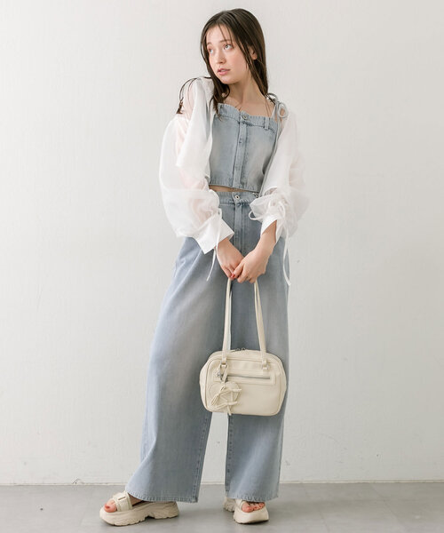 OLIVE des OLIVE（オリーブデオリーブ）の「袖ドロストクロップドシャツ（シャツ/ブラウス・レディース・ラベンダー/サックスブルー/グレー/オフホワイト・FREE）」の19枚目の写真