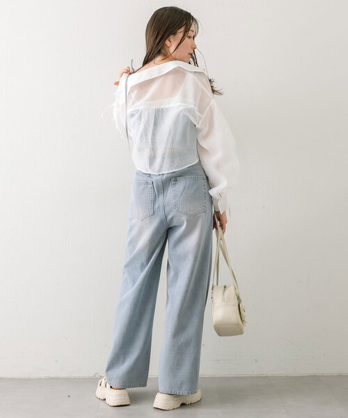 OLIVE des OLIVE（オリーブデオリーブ）の「袖ドロストクロップドシャツ（シャツ/ブラウス・レディース・ラベンダー/サックスブルー/グレー/オフホワイト・FREE）」の17枚目の写真