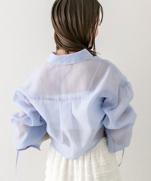 Olive des Olive ドロストオフショルチュニック サックスブルー