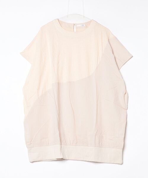 sandy（サンディー）の「【sandy】布帛ｘカットソーカーブ切り替えＰＯ（Tシャツ/カットソー・レディース・グレー/アイボリー/ブラック/ブラウン・FREE）」の2枚目の写真