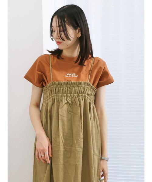 Samansa Mos2 blue（サマンサモスモスブルー）の「ギャザーキャミワンピース（ワンピース・レディース・ブラック/ダークオレンジ/カーキ・F）」の16枚目の写真