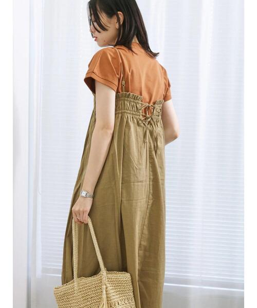 Samansa Mos2 blue（サマンサモスモスブルー）の「ギャザーキャミワンピース（ワンピース・レディース・ブラック/ダークオレンジ/カーキ・F）」の18枚目の写真