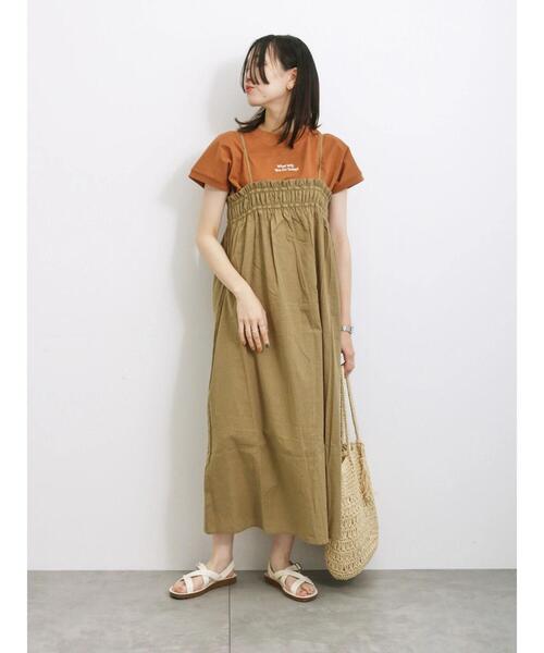 Samansa Mos2 blue（サマンサモスモスブルー）の「ギャザーキャミワンピース（ワンピース・レディース・ブラック/ダークオレンジ/カーキ・F）」の19枚目の写真