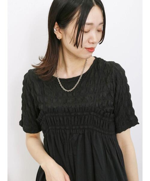 Samansa Mos2 blue（サマンサモスモスブルー）の「ギャザーキャミワンピース（ワンピース・レディース・ブラック/ダークオレンジ/カーキ・F）」の10枚目の写真