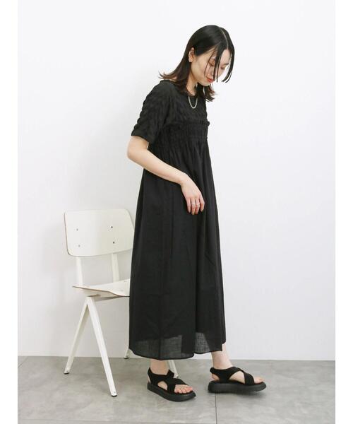 Samansa Mos2 blue（サマンサモスモスブルー）の「ギャザーキャミワンピース（ワンピース・レディース・ブラック/ダークオレンジ/カーキ・F）」の12枚目の写真