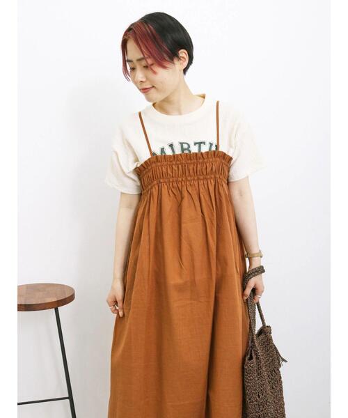 Samansa Mos2 blue（サマンサモスモスブルー）の「ギャザーキャミワンピース（ワンピース・レディース・ブラック/ダークオレンジ/カーキ・F）」の13枚目の写真