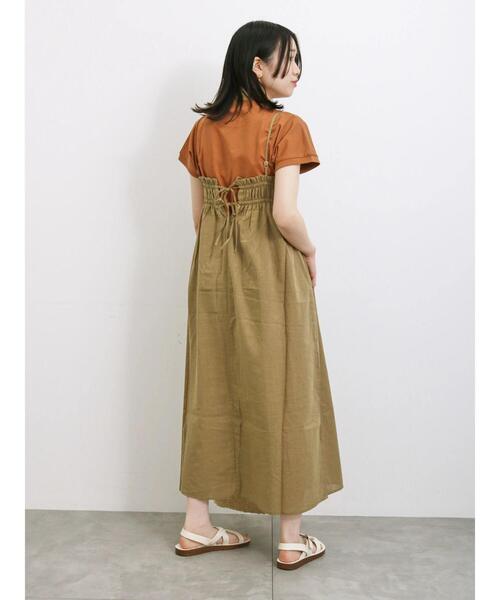 Samansa Mos2 blue（サマンサモスモスブルー）の「ギャザーキャミワンピース（ワンピース・レディース・ブラック/ダークオレンジ/カーキ・F）」の7枚目の写真