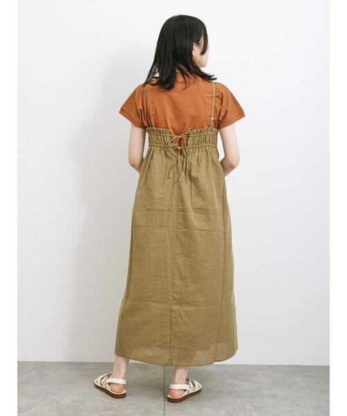 Samansa Mos2 blue（サマンサモスモスブルー）の「ギャザーキャミワンピース（ワンピース・レディース・ブラック/ダークオレンジ/カーキ・F）」の8枚目の写真