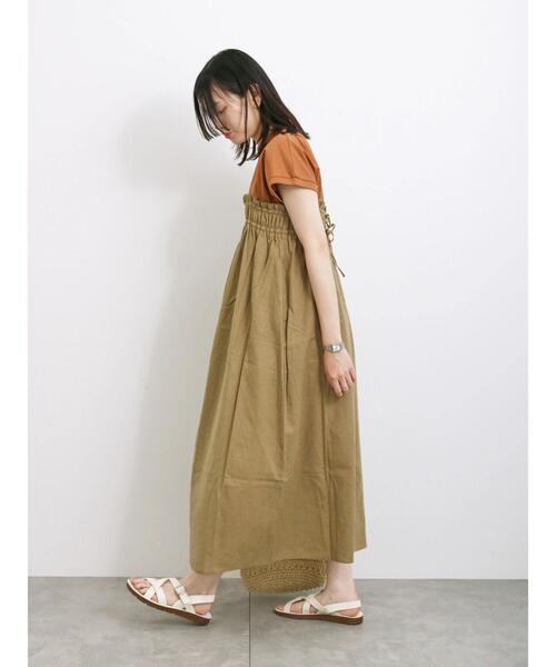 Samansa Mos2 blue（サマンサモスモスブルー）の「ギャザーキャミワンピース（ワンピース・レディース・ブラック/ダークオレンジ/カーキ・F）」の9枚目の写真