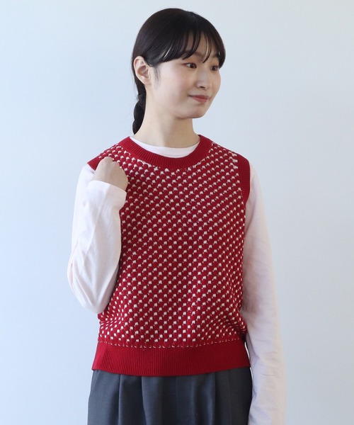 【セール】コットン/アクリル amiami ニット ベスト（ニット/セーター）｜bulle de savon（ビュルデサボン）