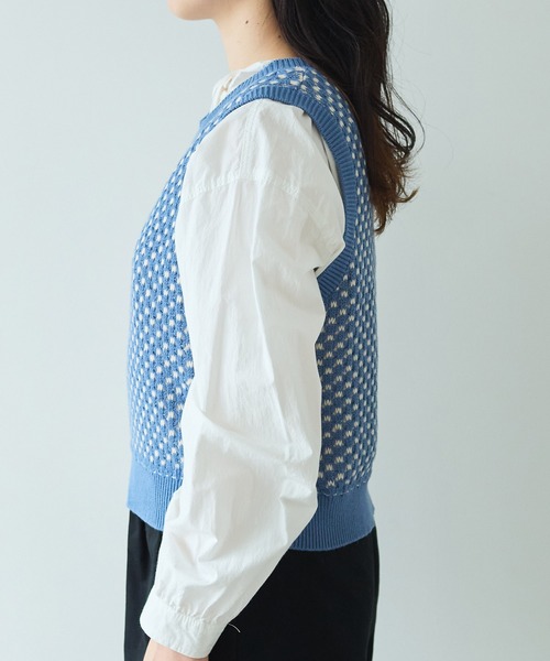 【セール】コットン/アクリル amiami ニット ベスト（ニット/セーター）｜bulle de savon（ビュルデサボン）