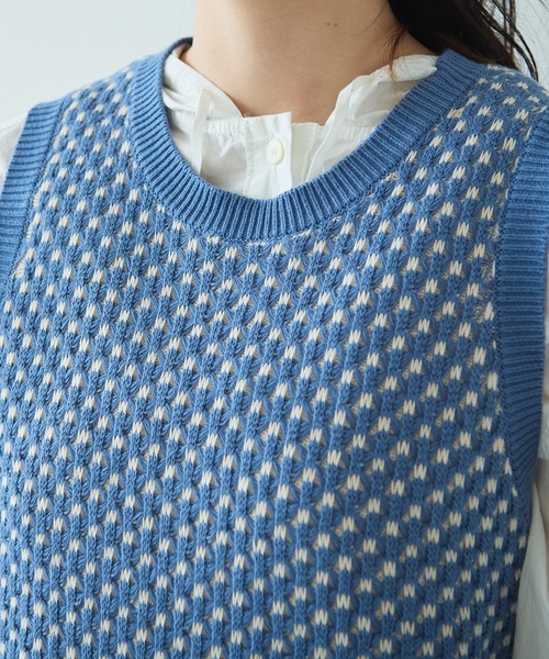 【セール】コットン/アクリル amiami ニット ベスト（ニット/セーター）｜bulle de savon（ビュルデサボン）