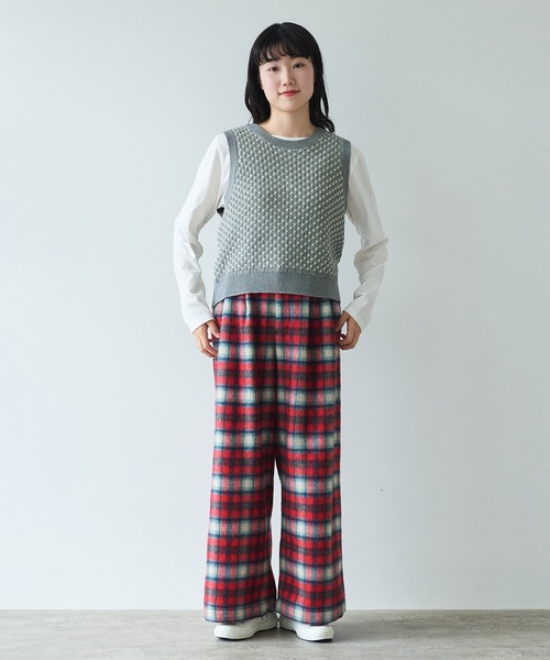 【セール】コットン/アクリル amiami ニット ベスト（ニット/セーター）｜bulle de savon（ビュルデサボン）