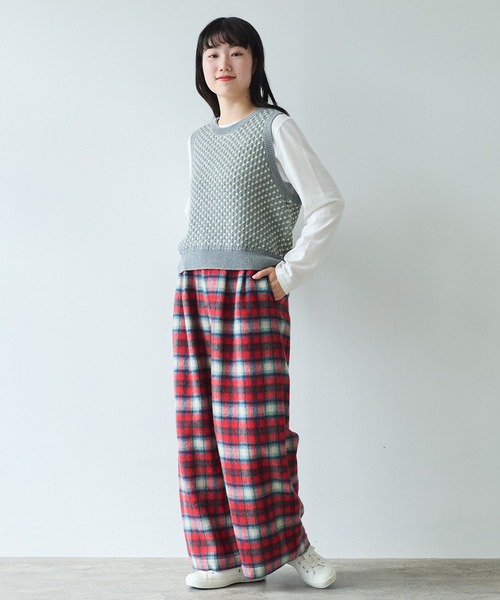 【セール】コットン/アクリル amiami ニット ベスト（ニット/セーター）｜bulle de savon（ビュルデサボン）