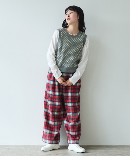 【セール】コットン/アクリル amiami ニット ベスト（ニット/セーター）｜bulle de savon（ビュルデサボン）