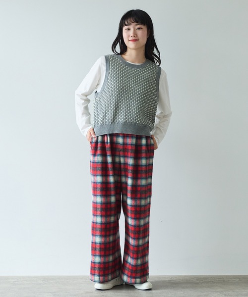 【セール】コットン/アクリル amiami ニット ベスト（ニット/セーター）｜bulle de savon（ビュルデサボン）