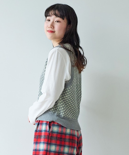 【セール】コットン/アクリル amiami ニット ベスト（ニット/セーター）｜bulle de savon（ビュルデサボン）