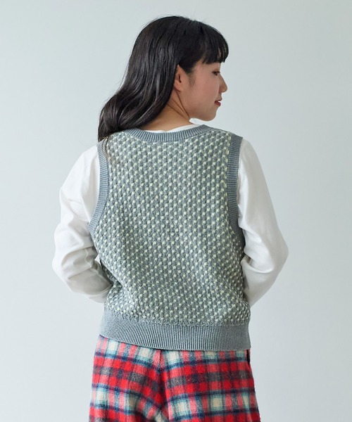 【セール】コットン/アクリル amiami ニット ベスト（ニット/セーター）｜bulle de savon（ビュルデサボン）