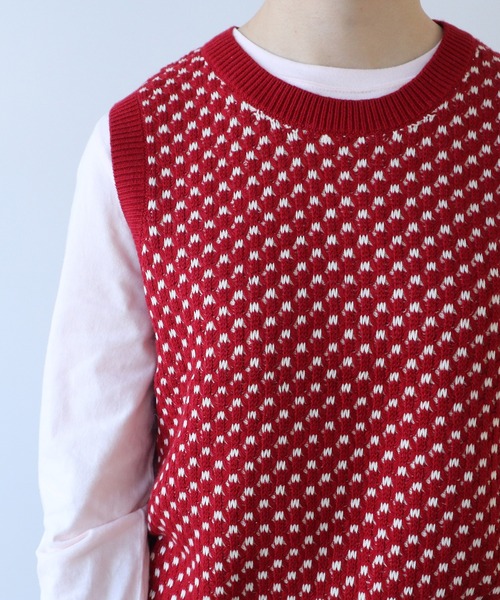 【セール】コットン/アクリル amiami ニット ベスト（ニット/セーター）｜bulle de savon（ビュルデサボン）