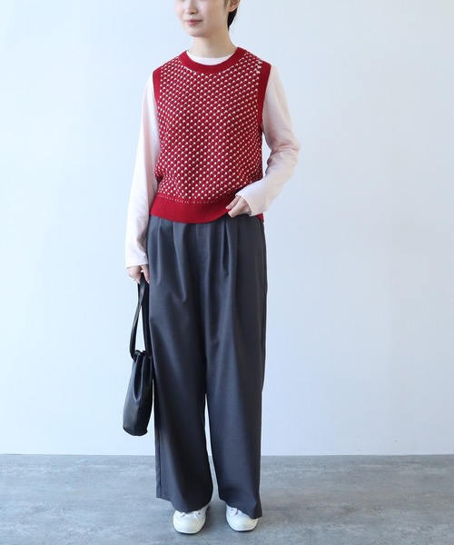 【セール】コットン/アクリル amiami ニット ベスト（ニット/セーター）｜bulle de savon（ビュルデサボン）