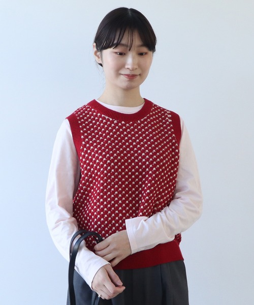 【セール】コットン/アクリル amiami ニット ベスト（ニット/セーター）｜bulle de savon（ビュルデサボン）