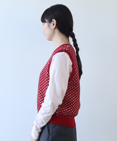 【セール】コットン/アクリル amiami ニット ベスト（ニット/セーター）｜bulle de savon（ビュルデサボン）