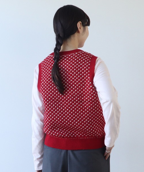 【セール】コットン/アクリル amiami ニット ベスト（ニット/セーター）｜bulle de savon（ビュルデサボン）
