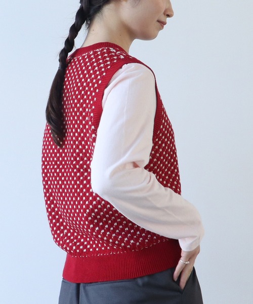 【セール】コットン/アクリル amiami ニット ベスト（ニット/セーター）｜bulle de savon（ビュルデサボン）