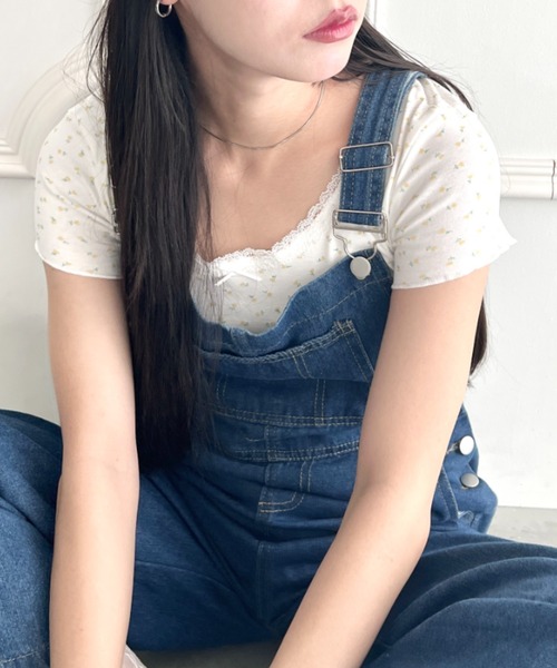 √nuage(ルートニュアージュ)の「アソートパターンレーストリムトップス(Tシャツ/カットソー・レディース・アイボリー/その他2/その他1/ネイビー/ホワイト・FREE)」の2枚目の写真