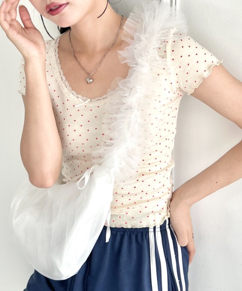 √nuage(ルートニュアージュ)の「アソートパターンレーストリムトップス(Tシャツ/カットソー・レディース・アイボリー/その他2/その他1/ネイビー/ホワイト・FREE)」の22枚目の写真