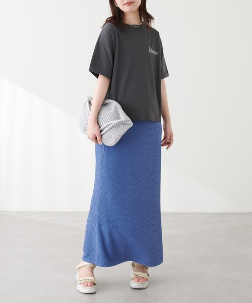 natural couture(ナチュラルクチュール)の「<サスティナ>オーガビッツ袖口ロールUP半袖Tシャツ(Tシャツ/カットソー・レディース・スミクロ/ラベンダー/オフホワイト・FREE)」の15枚目の写真