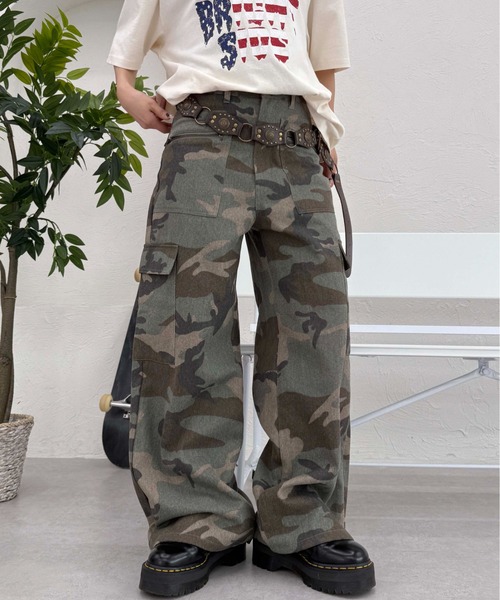激安単価で セール】ファスナーポケット柄カーゴパンツ（カーゴパンツ 個人装備