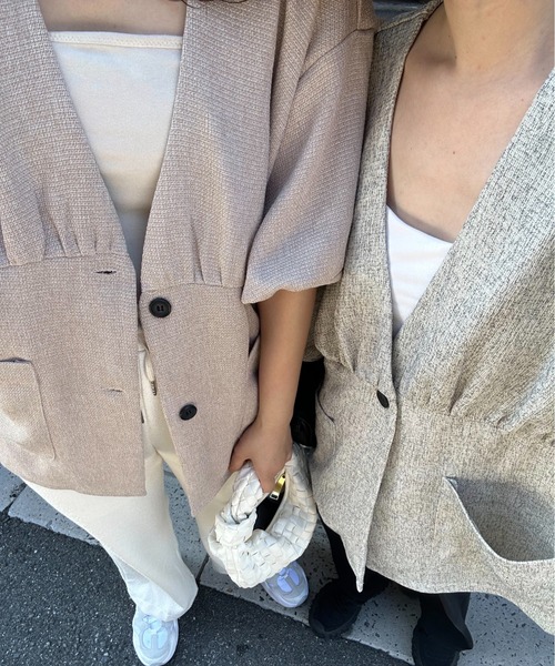 セール】waist gather tweed jacket / ウエストギャザーツイード