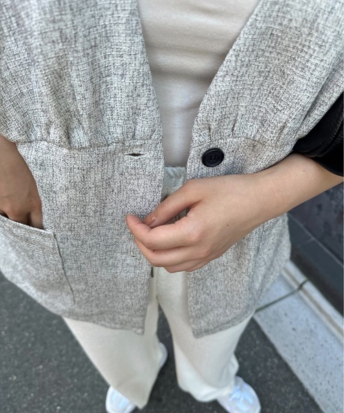 セール】waist gather tweed jacket / ウエストギャザーツイード