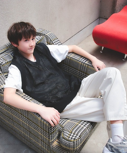 GLOBAL WORK（グローバルワーク）の「2SETベスト＊半袖T/AND YUA ANY/128531（ニット/セーター・キッズ・ブラック/グレー・150cm/160cm/170cm）」の3枚目の写真