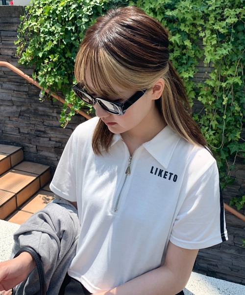 Teem Store（チームストア）の「サイドライン ハーフジップ ショート ポロシャツ（ポロシャツ・レディース・ブラック/ホワイト/グリーン・M/L）」の14枚目の写真