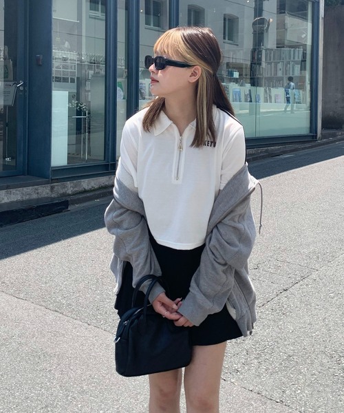 Teem Store（チームストア）の「サイドライン ハーフジップ ショート ポロシャツ（ポロシャツ・レディース・ブラック/ホワイト/グリーン・M/L）」の13枚目の写真