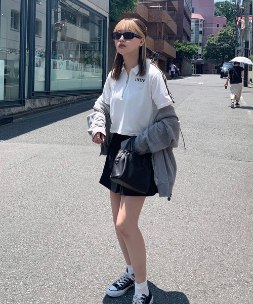 Teem Store（チームストア）の「サイドライン ハーフジップ ショート ポロシャツ（ポロシャツ・レディース・ブラック/ホワイト/グリーン・M/L）」の12枚目の写真