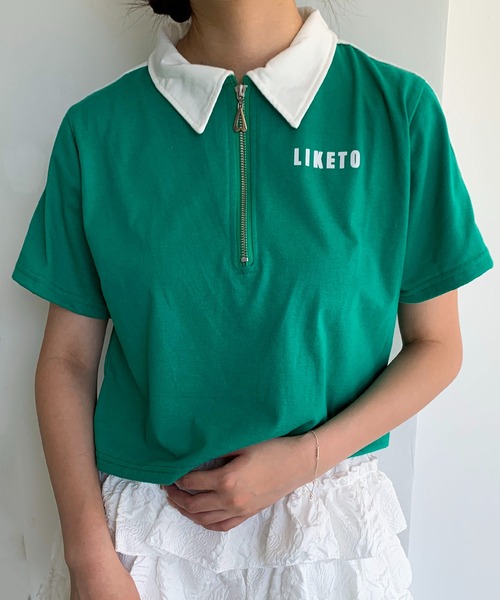 Teem Store（チームストア）の「サイドライン ハーフジップ ショート ポロシャツ（ポロシャツ・レディース・ブラック/ホワイト/グリーン・M/L）」の22枚目の写真