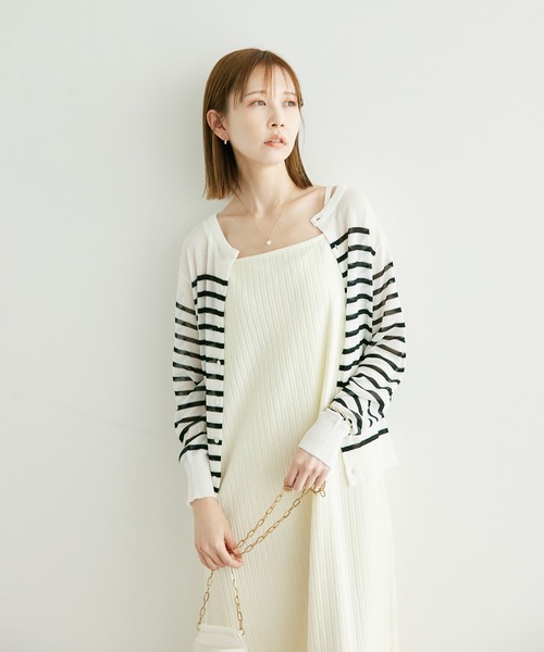 今季Rope Picnic ベージュ シースルー　カーディガン ロペピクニック ROPE' PICNIC Vネックシアーカーディガン